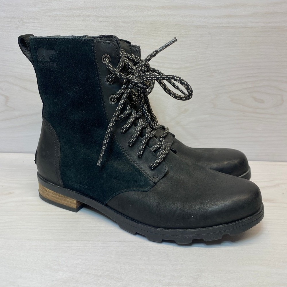Sorel Womens 8.5 Phoenix Moto Combat Boots Waterproof‎ Black NL3309-010